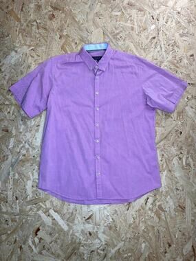 Fernando Pena Platinum Mens Large Purple Short Sleeve Button Down Shirt